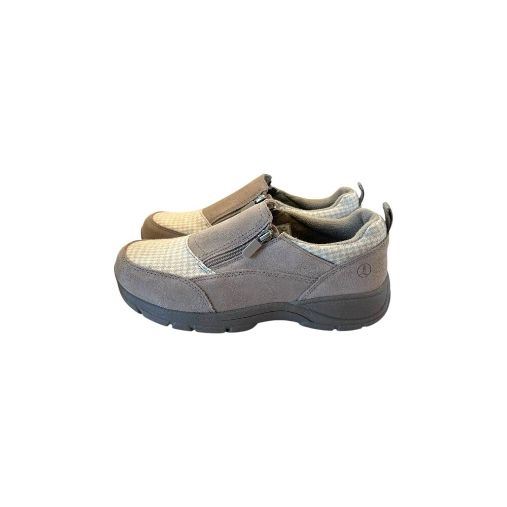 Lands End All Weather Moc Insulated Suede Shoes Womens 9.5 D Taupe Slip On
